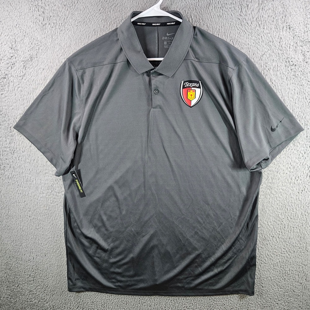 Nike Golf‎ Houston Texans Dri-FIT Polo Shirt Gray Mens XXL Standard Fit New